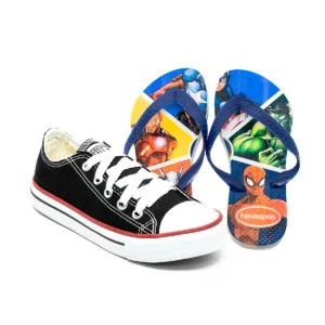 Kit Menino Tênis Infantil All Star + Chinelo Infantil Havaianas Heróis