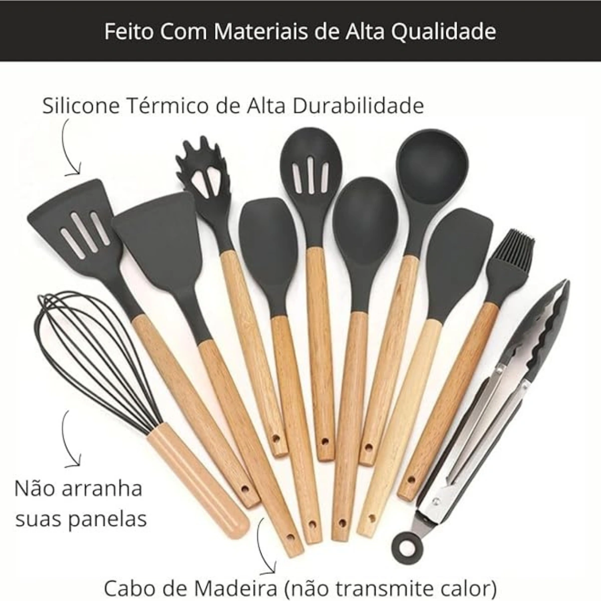 Kit 12 peças Jogo de Cozinha colheres de Silicone - Imagem 11