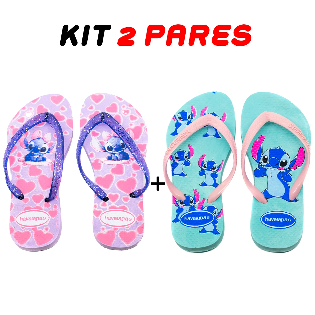 Kit 2 Chinelos Infantil Menina Havaianas Stitch - Imagem 2