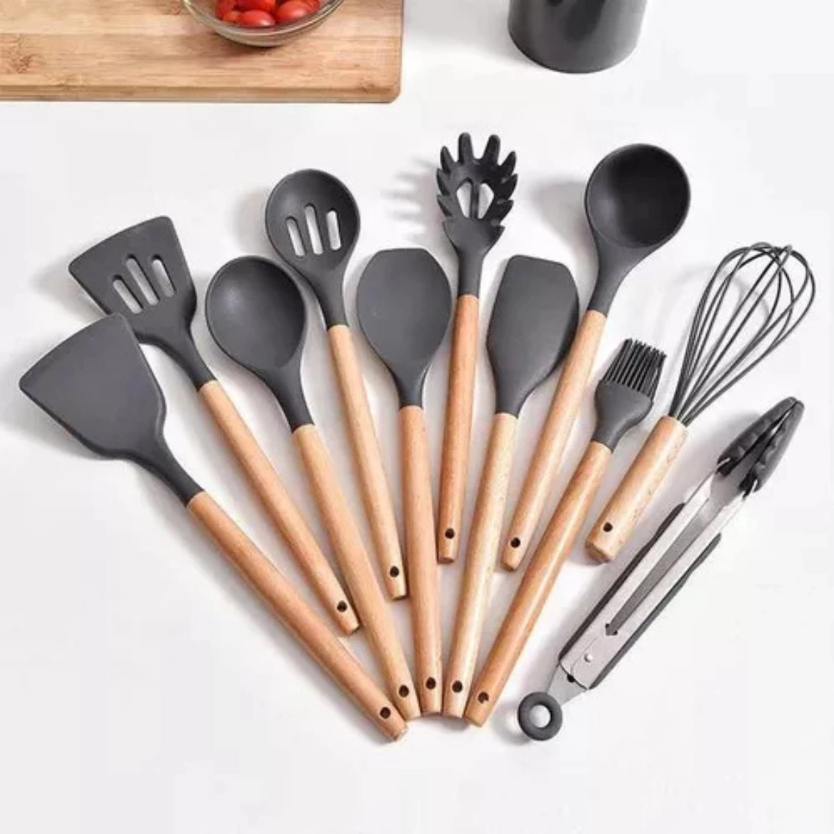 Kit 12 peças Jogo de Cozinha colheres de Silicone - Imagem 2